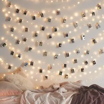 

2/5/10m LED Clip Lights Energy Saving Environmental Protection USB Battery Operated Copper Wire String Photo Clip Decor
