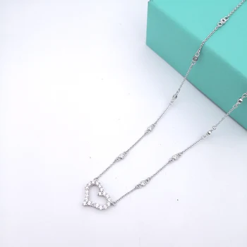 

925 Sterling Silver Zircon Heart Necklace for women European and American Charm Fashion Jewelry Christmas Gift