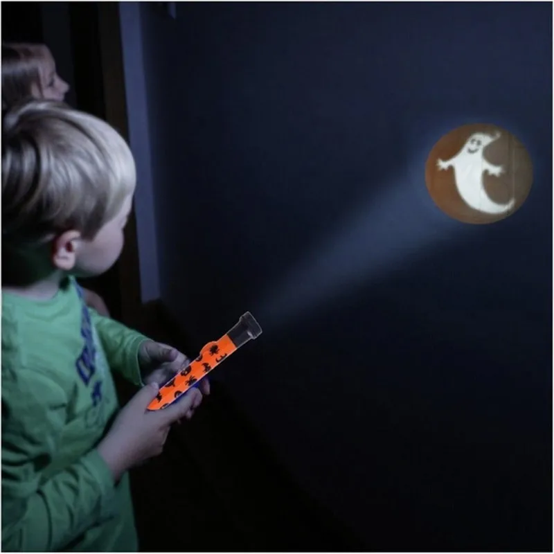 1 pc Halloween props projector flashlight party DIY decoration five types lens pumpkin/spider/bat/ghost and skeleton kids toys