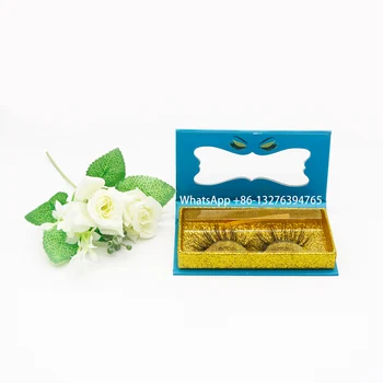 

Romantic Blue Lashbox Packaging With Butterfly Shape Window Custom Mink Eyelash Packaging Box With Your Logo Free Lash Tray