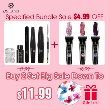 

SAVILAND Glitter Poly Nail Gel Kits Uv Builder Gel Polish Nail Extension Sequins Jelly Gel Fast Builder Nail Art Kits