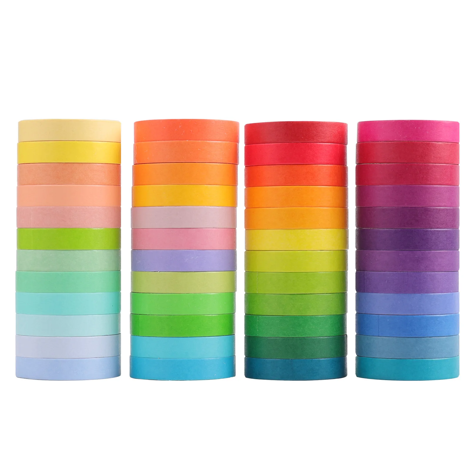 48pcs Rainbow Color Washi Tape Set 7.5mm Lace Pure Colors Adhesive