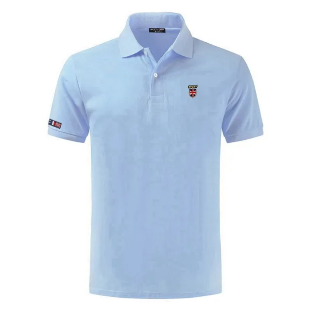 100% Cotton Top Quality 2022 Summer New Men's Polos Shirts Plus Size XS-5XL Solid Color Short Sleeve Polos Homme Lapel Male Tops Light blue