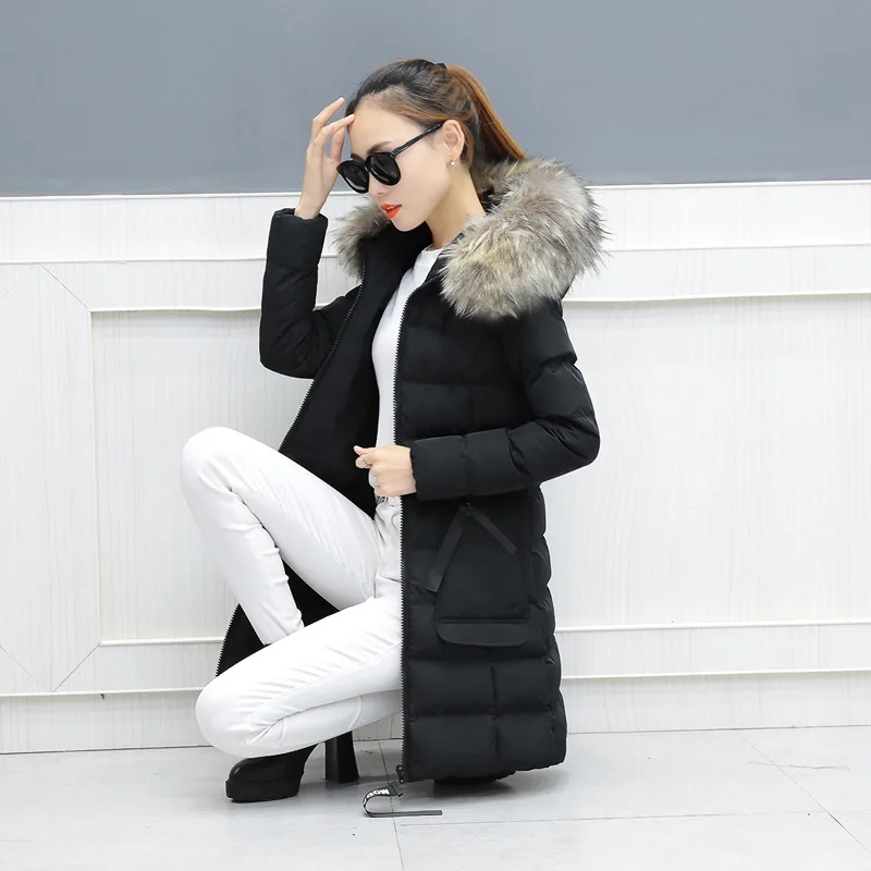 

Large Fur Collar down Jacket Cotton-padded Clothes Coat Women's Mid-length Thick Winter New Style Large Size Autumn & Winter Cot