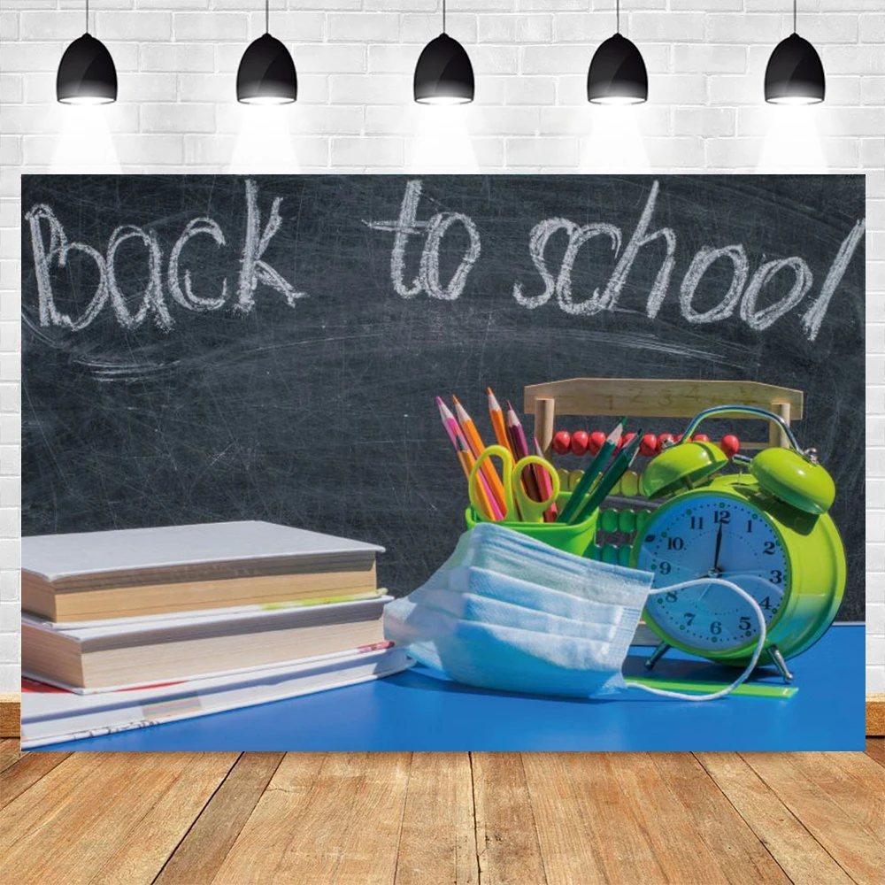 

Yeele Face Mask Blackboard Background Children Back to School Backdrop Student Class Party Photography Photo Studio Photophone