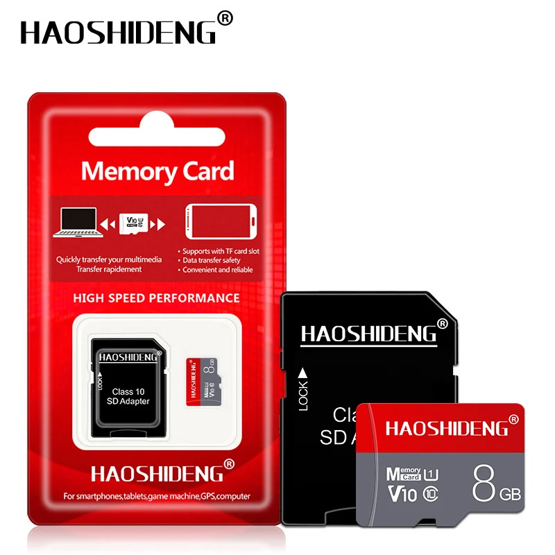 8GB Горячая Распродажа, карта Micro SD 128 Гб 64 ГБ 32 ГБ класс 10 U3 U1 16 ГБ 8 ГБ 4 ГБ SDXC TF флеш-карта для спортивной камеры с бесплатным адаптером в подарок - Емкость: 8GB