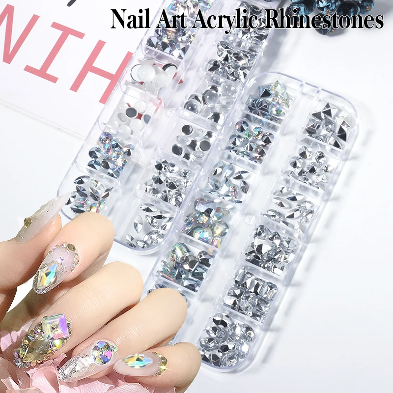 

120 pcs Crystals AB Nail Art Rhinestones Decorations Nails Stones for Nail Art Supplies and Toenail Clear Crystal Rhinestones