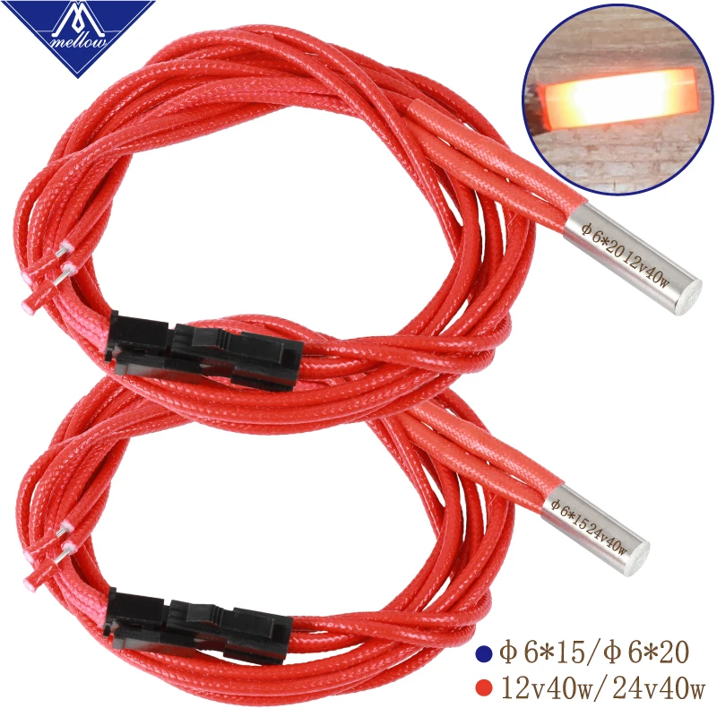 

Mellow 3D Printer 6*15/20/30MM 12V/24V 40W Replace Heater Cartridge For Sidewinder X1 SW-1 Ender 3 J-Head HOTEND Volcano MK8 MK9