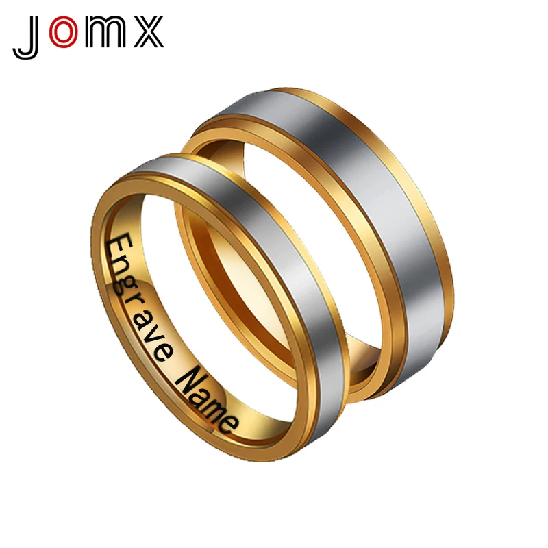 

Jomx Titanium Steel Lover's Rings Personality Engrave Wedding Bands Rings for Women Men Jewelry Fashion Ring Gold Color Gifts