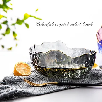 

Creative CrystalGlass Irregular Fruit Plate Kitchen Food Container Storage Salad Vegetable Dessert Bowl Household Tableware