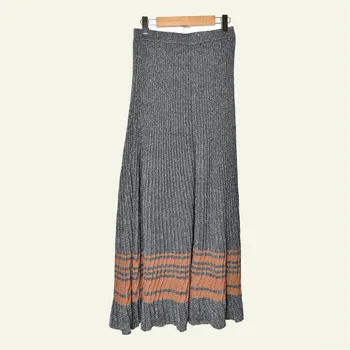 

19 Contrast Color Knitting Long Money Half Body Skirt 91037