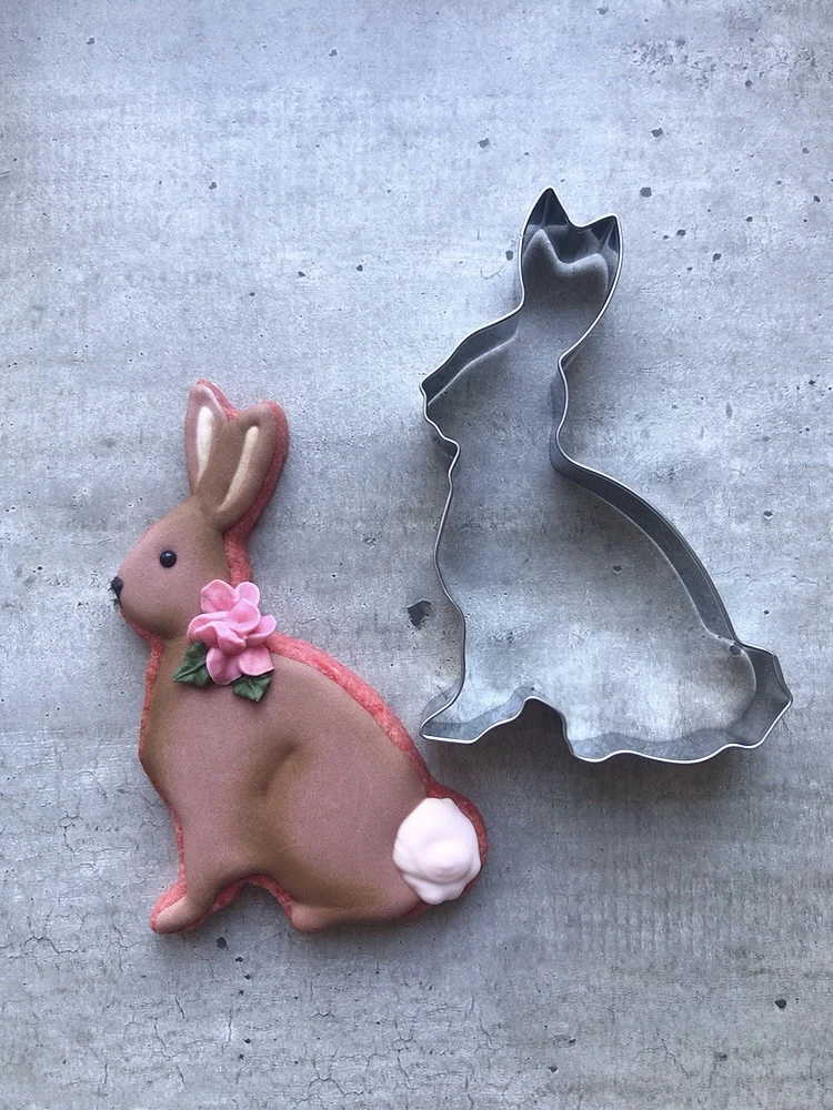 KENIAO Spring Easter Rabbit Cookie Cutter 7.8*12.4cm Woodland Animal Biscuit Fondant Bread Sandwich Stainless Steel Cooki Mold