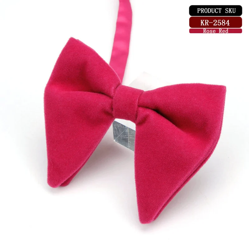 Регулируемый бархатный большой галстук-бабочка для женщин мужской Жених Свадебный галстук-бабочка Тощий сплошной цвет Gravatas тонкий черный галстук-бабочка - Цвет: MBKR 2584
