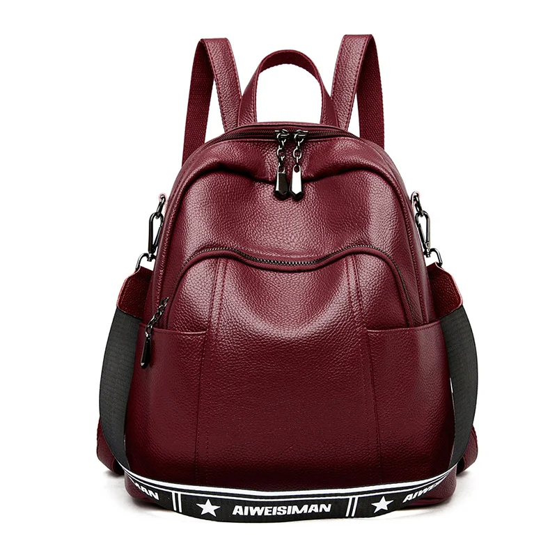 

Genuine Leather Cowhide Clear Backpack Waterproof Backpack Fashion Balckred Anti Theft Backpack Super Soft Material