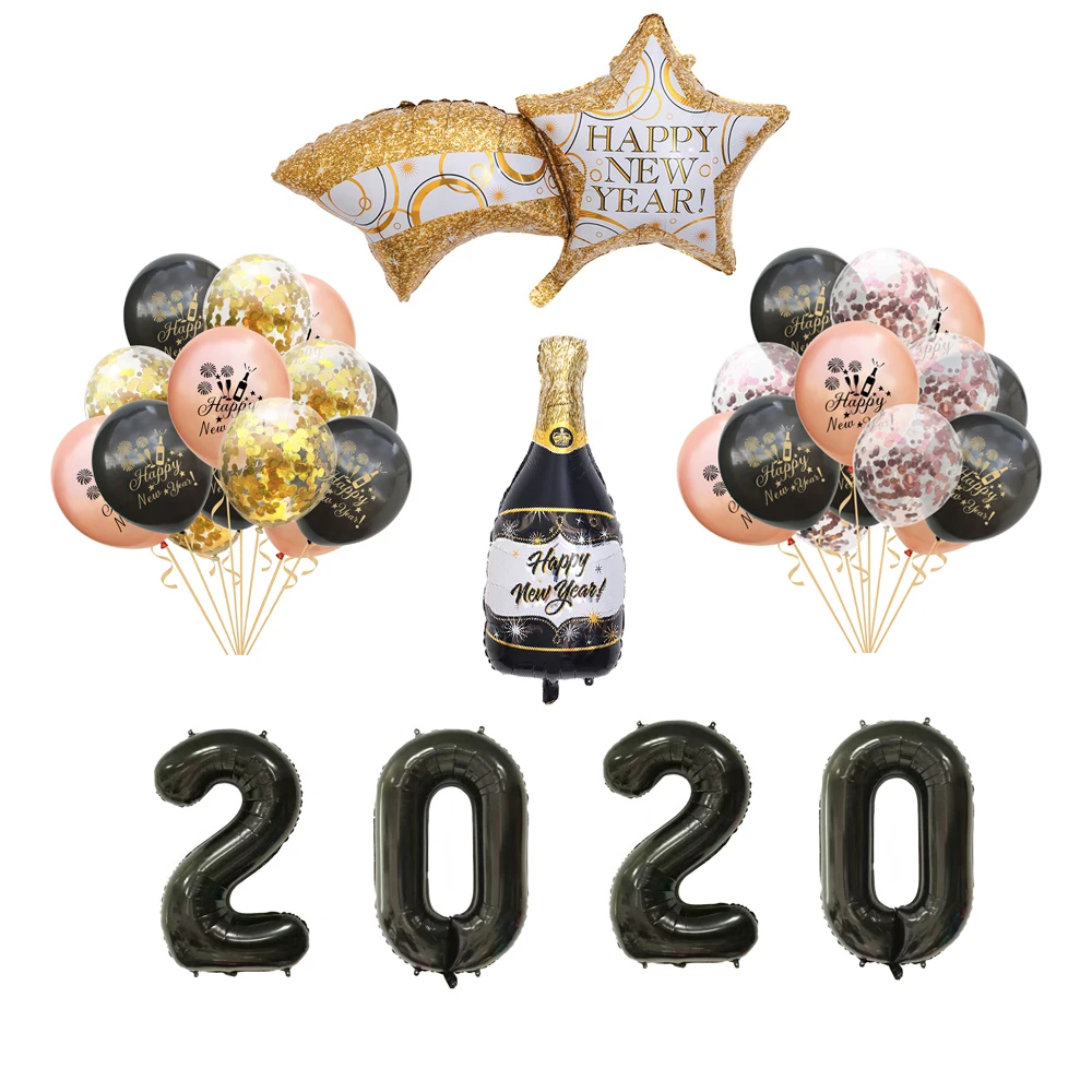 40 дюймовые черные шары 2020 из фольги алюминиевая пленка бутылка шампанского и