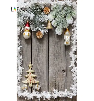

Laeacco Christmas Backdrops Tree Bauble Toy Doll Gift Wooden Board Baby Portrait Photographic Backgrounds Photocall Photo Studio