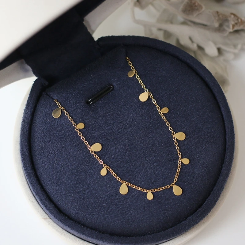 Stainless Steel Round Gold Disc Coin Choker Necklace For Women 14k gold Tassel Coins Charms Necklace collar Gift for Female