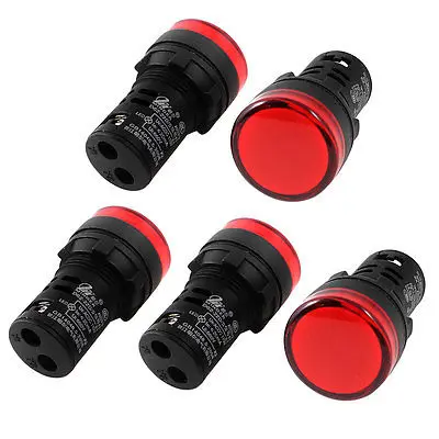 

5Pcs AC/DC110V Energy Saving Red LED Indicator Pilot Signal Light Lamp 22mm