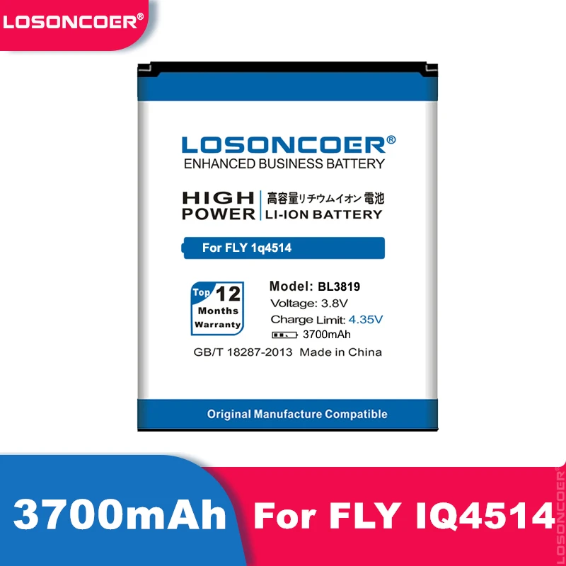 Аккумулятор LOSONCOER BL3819 для FLY ( Fly ) IQ4514 IQ 3700 Quad EVO Tech 4 4514 мАч мобильный телефон|mobile phone