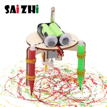 

Saizhi Kids Diy Graffiti Drawing Robot Kit with Pen Science Toys Experiment Technology Creative Education Primary School