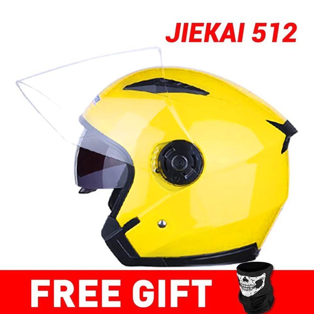 JK512-Yellow JIEKAI мотоциклетный шлем с открытым лицом Capacete мотоциклетный шлем Motocicleta Cascos Para мото гоночные мотоциклетные винтажные шлемы - Цвет: JK512-Yellow