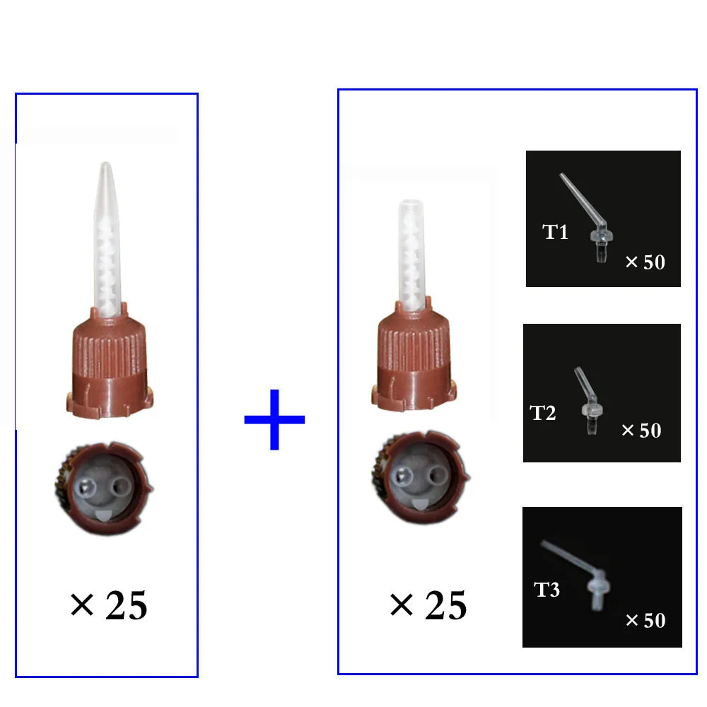 

50 штук наконечников для смешивания (2 типа) + 150 шт. внутриполостных наконечников для шприца (3 типа) для стоматологического столба и сердечника, полимерные материалы, компоненты AB