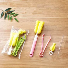 4 шт. Детские щетки для бутылочек набор губка пластиковая стеклянная чашка для молока воды очиститель соски соска поилка молоком чистящие щетки наборы