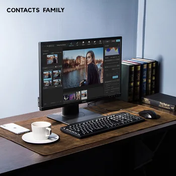

CONTACTS FAMILY Laptop Computer Desk Pad Horse Leather Vintage Insulated Comfortable Oversized Desk Pad