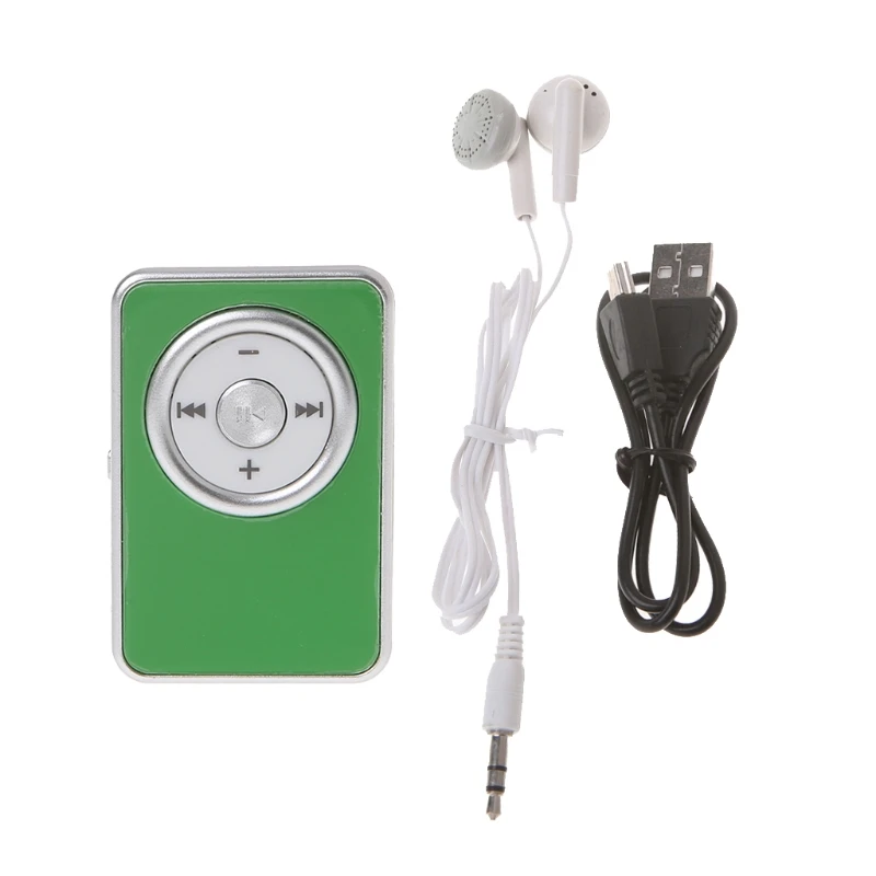 

Mini Clip Music Media MP3 Player Support TF Micro SD Card With Earphone USB Cable 634A