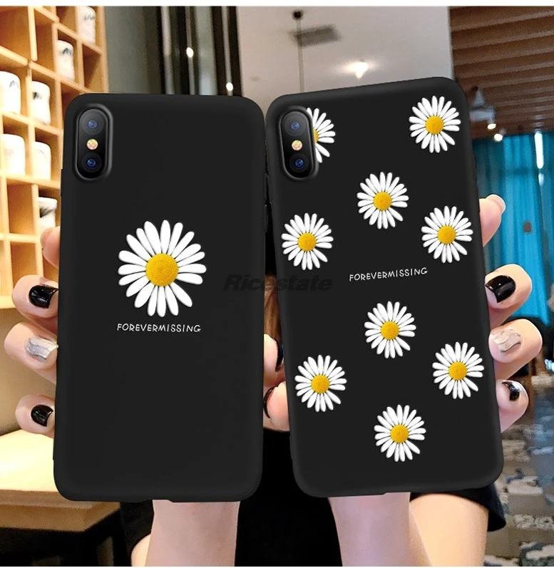 Art Floral Daisy Phone Case For iPhone X XS XR XS 11 Pro Max Cover for iphone 6 6S 7 8 Plus SE 2020 Daisy Flower Cover case cute iphone 13 mini case