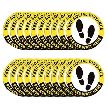 

20Pcs Social Distancing Floor Decals Stickers Stand Here Safety Floor Sign Marker Waterproof Anti-Slip Stickers