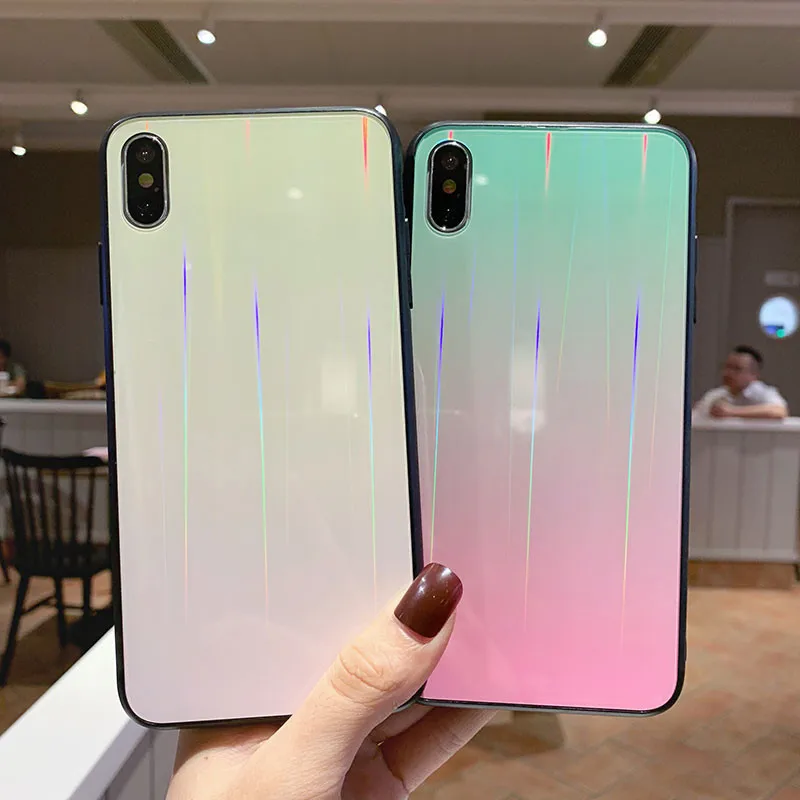 Роскошный чехол aurora из закаленного стекла для huawei P Smart 2019 P20 Pro Lite Mate20 Nova3i 4 5i Honor V20 9X