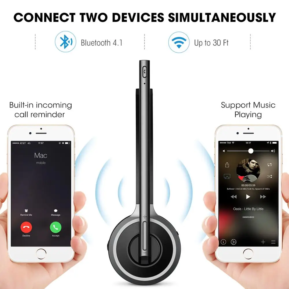 MPOW профессиональная Bluetooth беспроводная гарнитура для водителей Hands Free со встроенным микрофоном через голову наушник шумоподавление