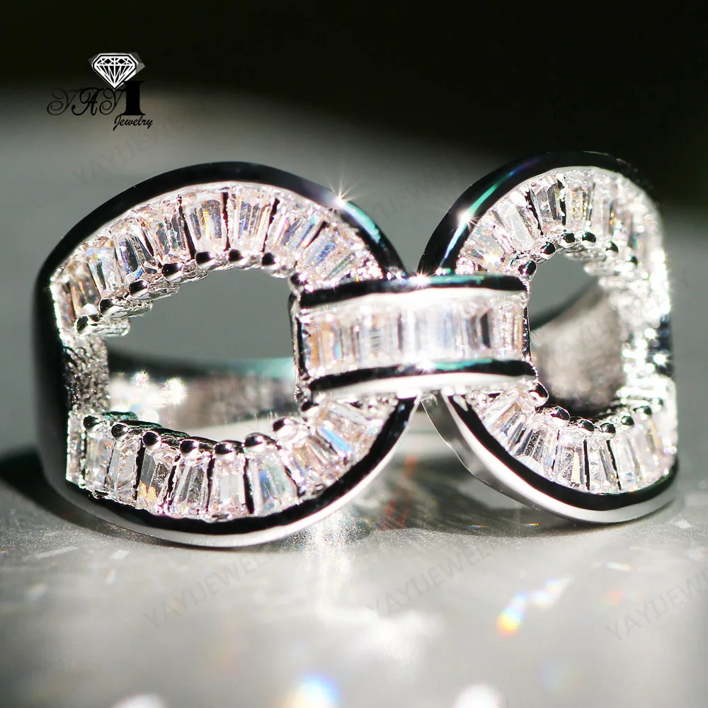 

YaYI Jewelry Fashion Princess Cut Prong Setting White Cubic Zirconia Silver Color Engagement Wedding Party Leaves Gift Rings