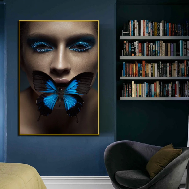 

Nordic Art Figure Butterfly Abstract Canvas Painting Cuadros Wall Art Prints Posters Wall Pictures for Living Room Home Decor