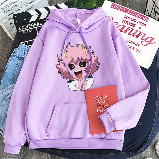 Harajuku Kawaii Mina Ashido My Hero Academia Anime Hoodies Fashion  Streetwear Unisex Pink Graphics Unisex Oversized Sweatshirts - AliExpress