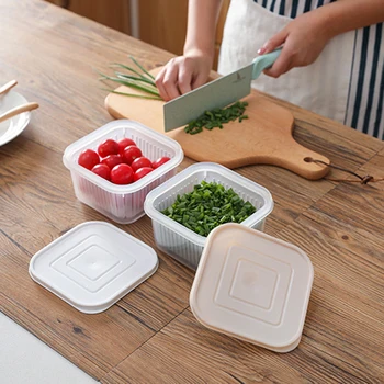 

Plastic Storage Refrigerator Box Drain Sealed Cleaning Fruit Vegetable Organizer with Lid Multifunctional Kitchen Case