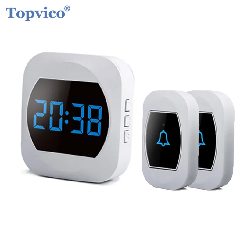 

Topvico Smart Wireless Doorbell with Door Number + Clock Waterproof Door Bell Ring Doorbell Kit 150M Range Remote Chime 38 Songs