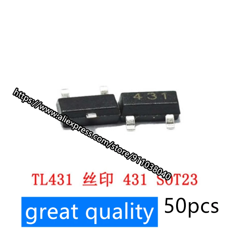 SMD транзистор TL431 CJ431 Silkscreen 431 SOT-23 0.5% со стабилизацией напряжения (50 шт.) |