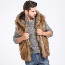 Новинка, повседневные мужские куртки, Мужская жилетная куртка без рукавов из искусственного меха, зимнее теплое пальто с капюшоном, жилет, верхняя одежда