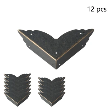 

12pcs Jewelry Case Crafts Furniture Practical Cabinet Corner Guard Desk Antique Retro Metal Box Edge Protector Safety Bumpers