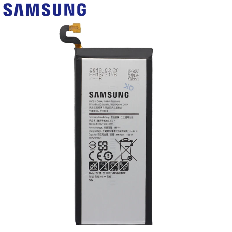 SAMSUNG оригинальный аккумулятор для телефона EB BG928ABE 3000 мАч Samsung Galaxy S6 Edge Plus G928 G928F G928G