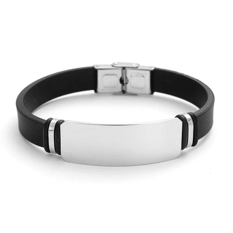 Stainless Steel Hand Chain Jewelry Men Boys Silicone Creative Black Trendcy Shape Classic Bangle Bracelet Fashion Trendcy