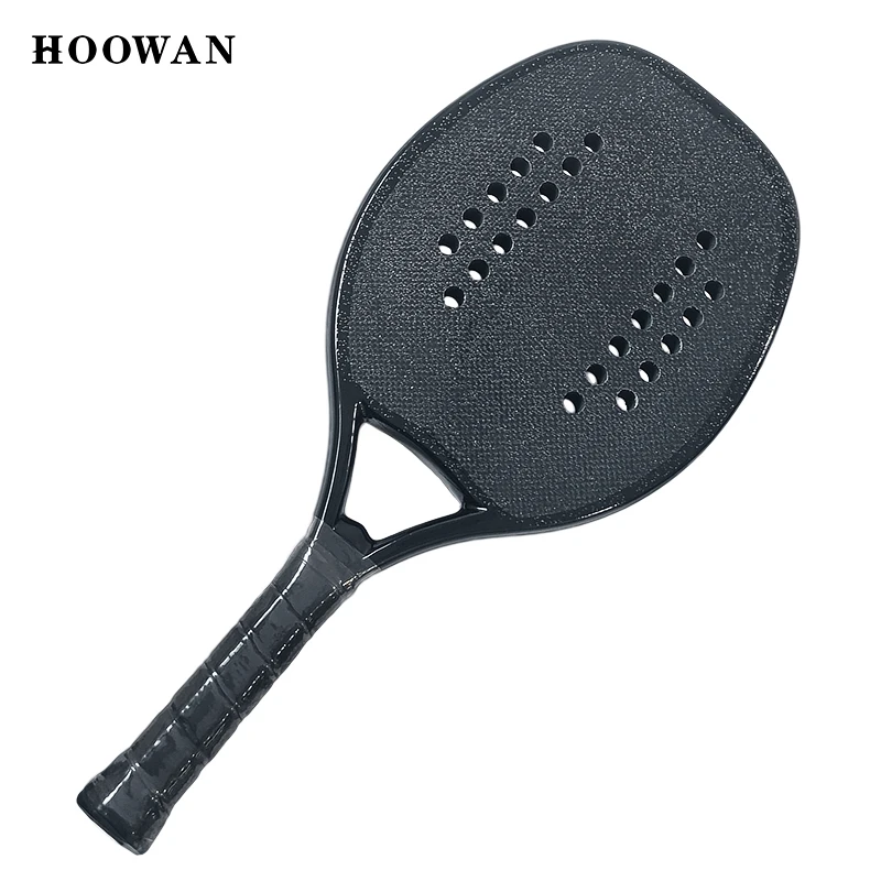 Hoowan Professional Racket Beach Tennis 3K Carbon Fiber Beach Tennis Racket Full Carbon Powerful Black EVA Core & Storage Cover