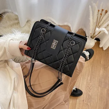 

Classic Diamond Pattern Women Plaid Messenger Bag Big Square Female Shoulder Bags Rhombus Lattice Large Size Luxury Lady Handbag