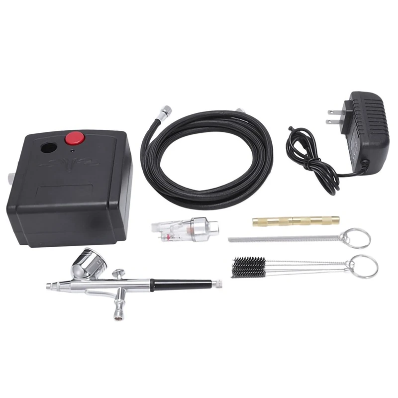

Airbrush Tool With Compressor For Nails Kit Cake Decorating With Cleaning Set And 0.2 0.5 Mm Nozzle And Needle,Us Plug