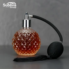 100ml arte con diseño de cristal Estilo Vintage atomizador de Perfume rellenable vacío botella de Spray amargo de borla larga con bolsa de aire