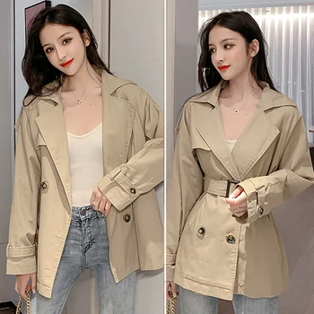 

Short Windbreaker Is High In The 2020 Early Autumn Pop Khaki Coat Double-breasted Jacket