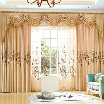 

Villa European Haohuaxuenier Embroidery Shade Curtains for Living Dining Room Bedroom.