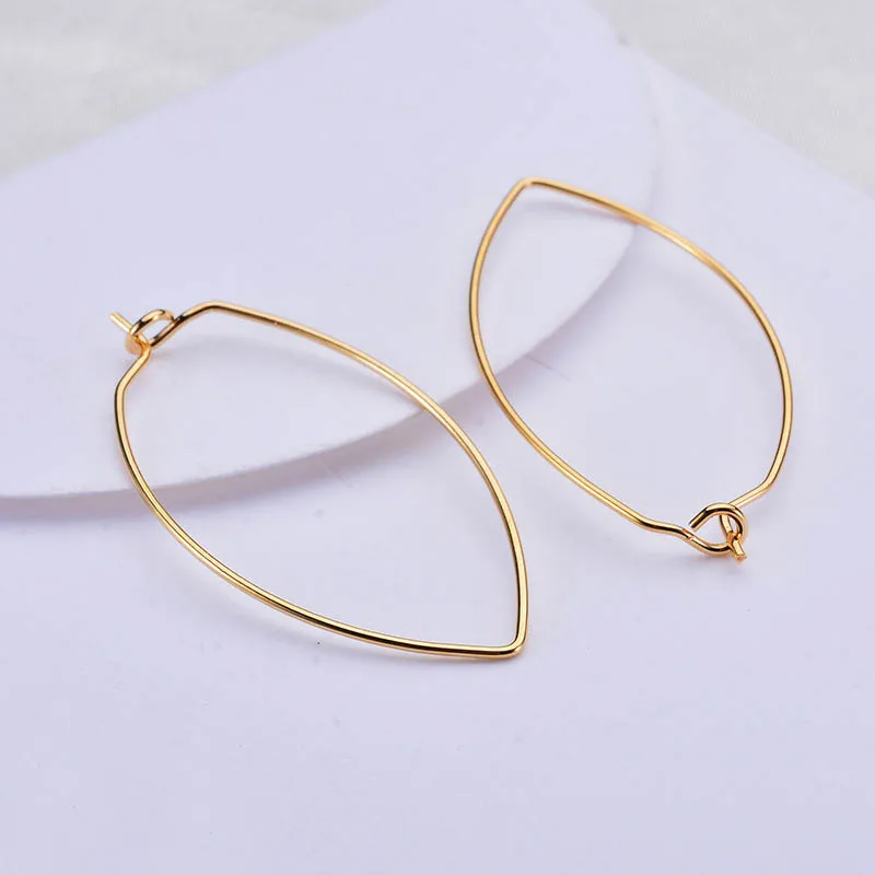 100pcs Ear Wire Korean Oval Hoop Earring Findings Quality 24K Gold Color Brass Metal DIY for Women Tassel Earrings Making | Украшения и